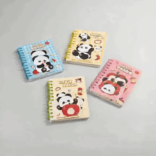 Apple Panda Mini Spiral Notebook | Cute Pocket Memo Book