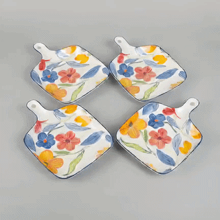 Ceramic Floral Serving Tray | Snack & Dessert Plates 1PCS