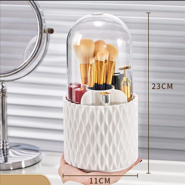 Rotating Makeup Brush Holder with Dustproof Lid