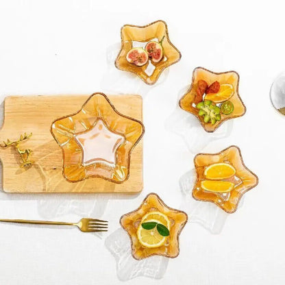 Dobint 6-Piece Amber Star-Shaped Glass Bowl Set